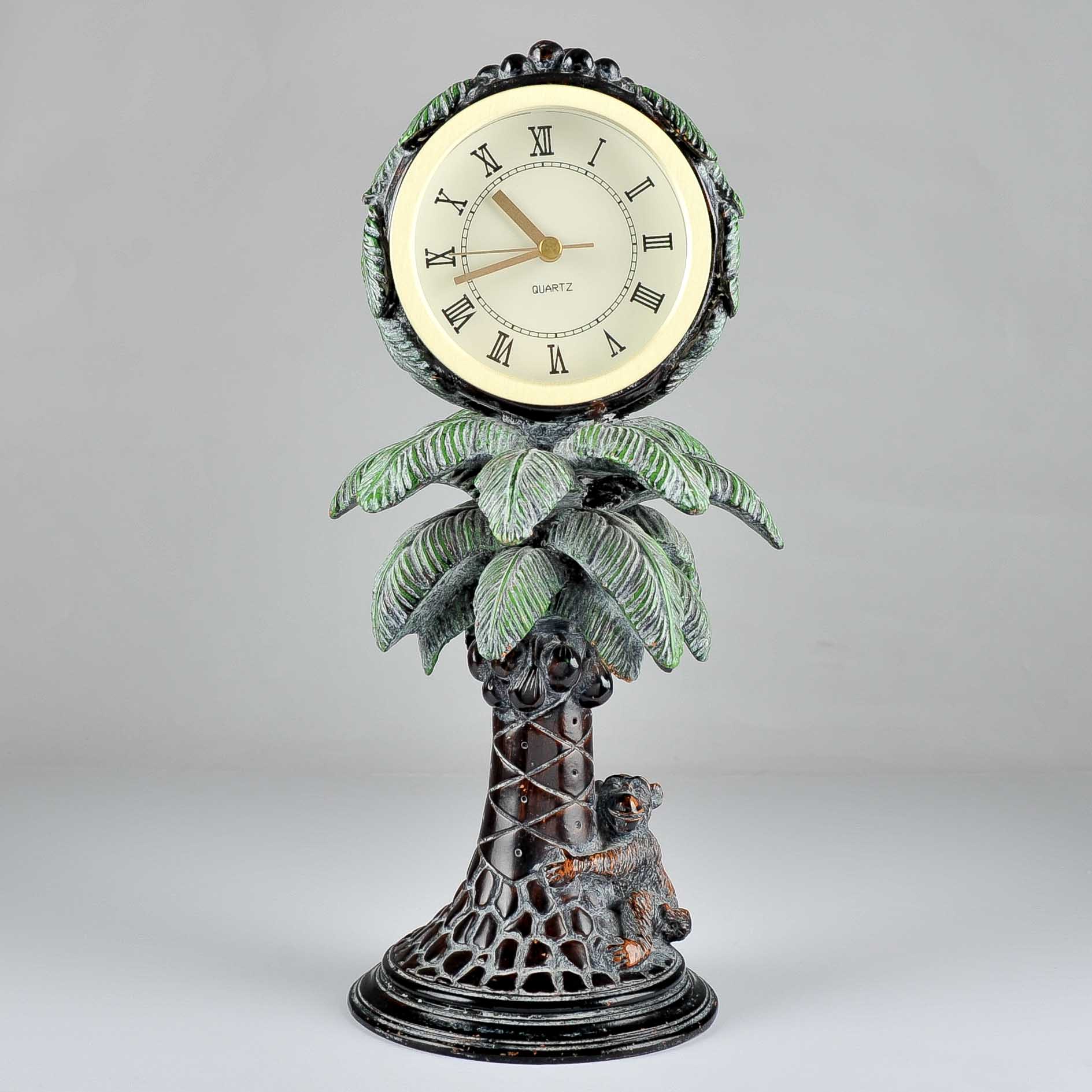 Carved Wooden Palm Tree Clock EBTH
