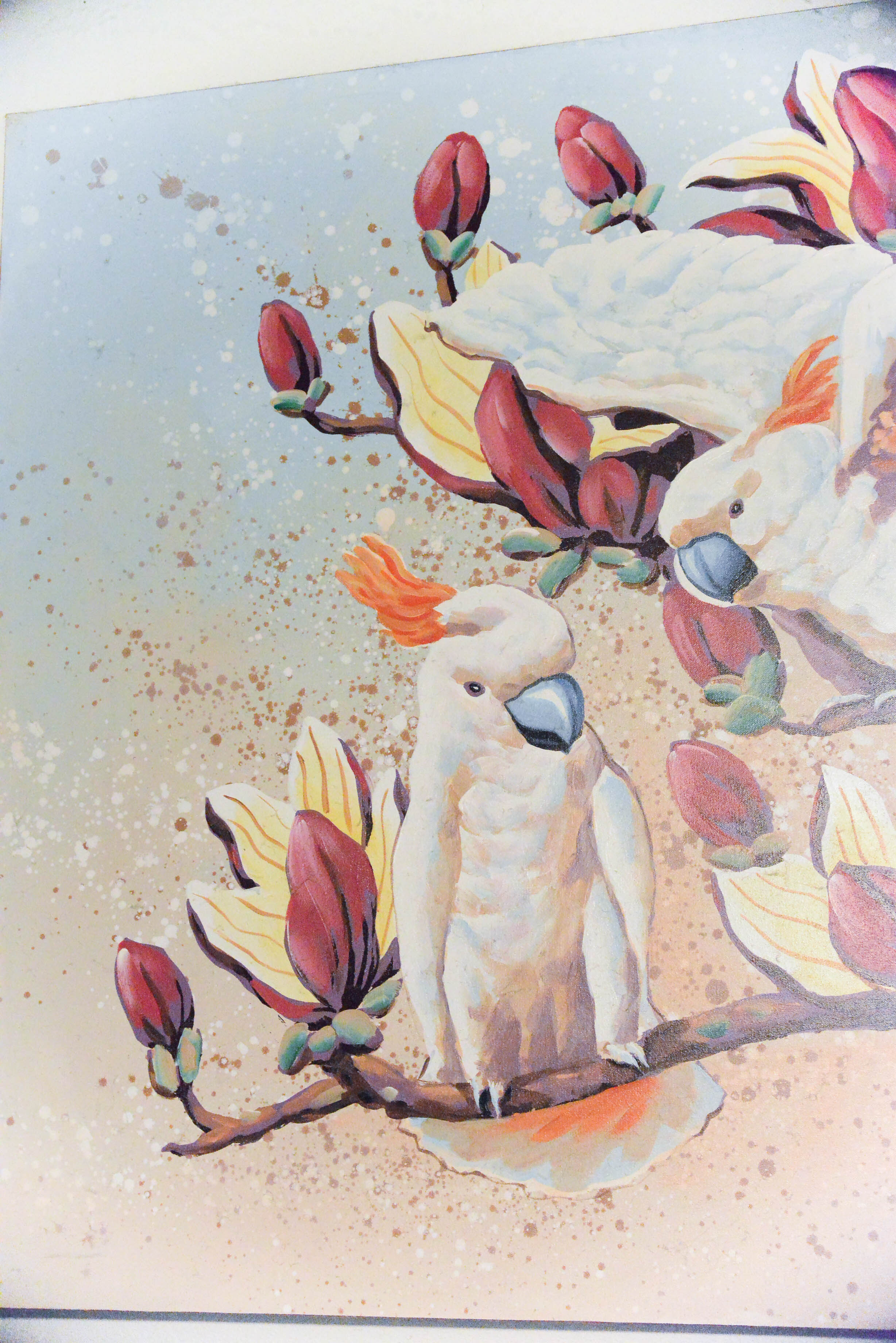 Oil on Canvas Titled "The Cockatoos" Signed by S. McGrow EBTH