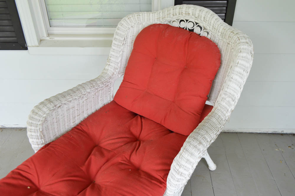 Wicker Chaise Lounge and Wicker Table EBTH