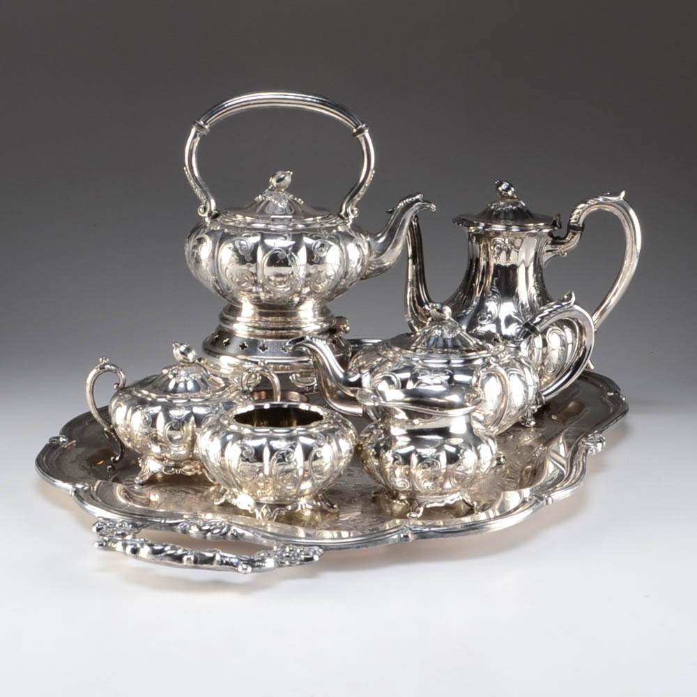 Seven Piece Silver Plate Community "Melon" HandChased Tea Set EBTH