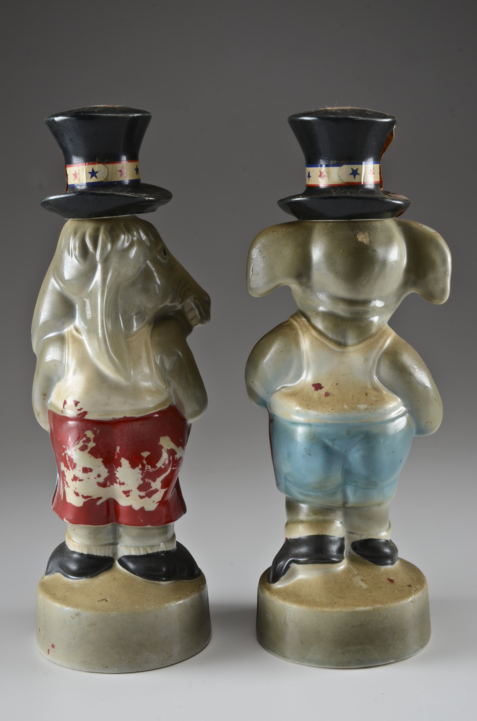 1964 Jim Beam Donkey and Elephant Political Whiskey Decanters by Regal