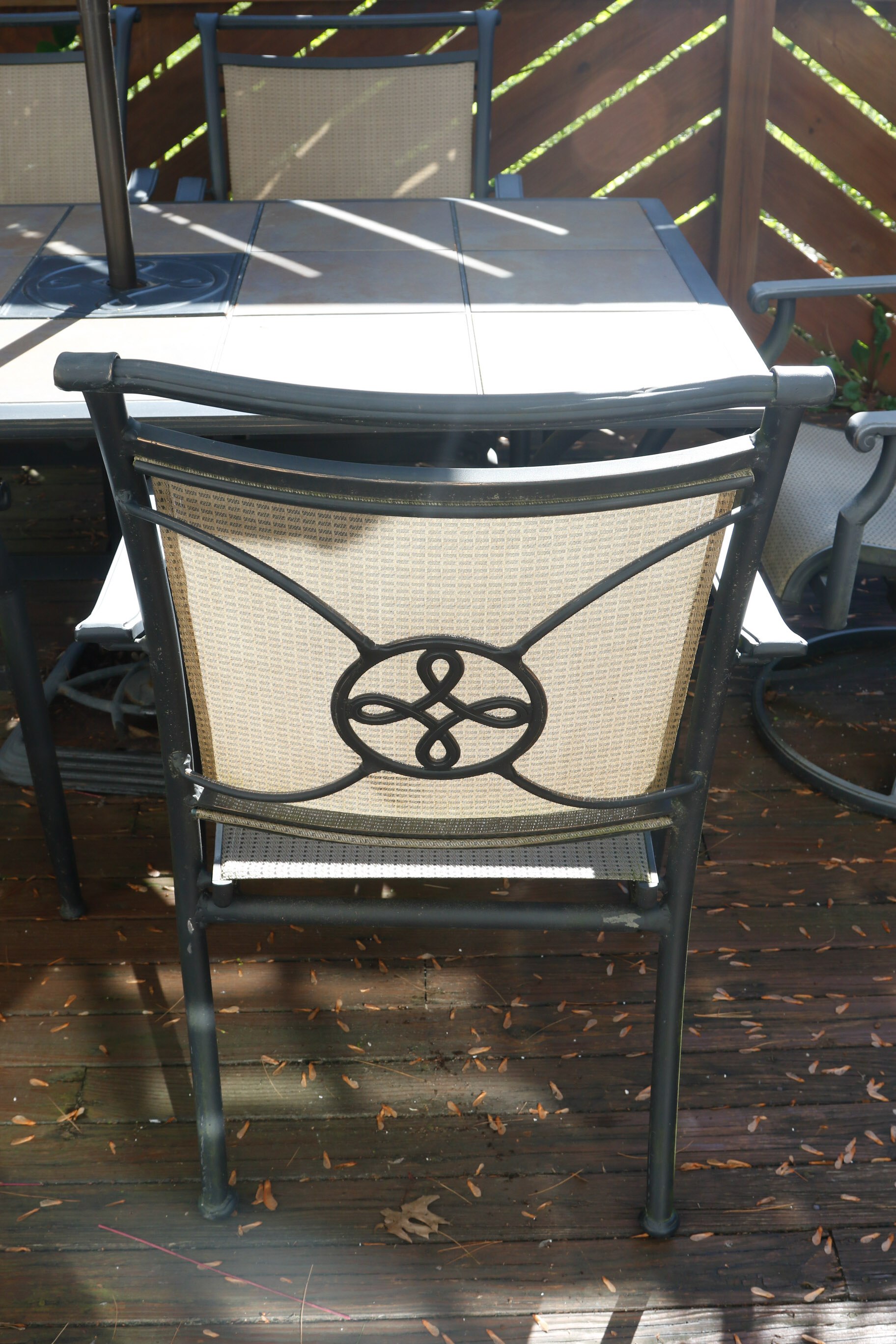 Ceramic Tile Top Patio Dining Table and Chairs with Umbrella EBTH