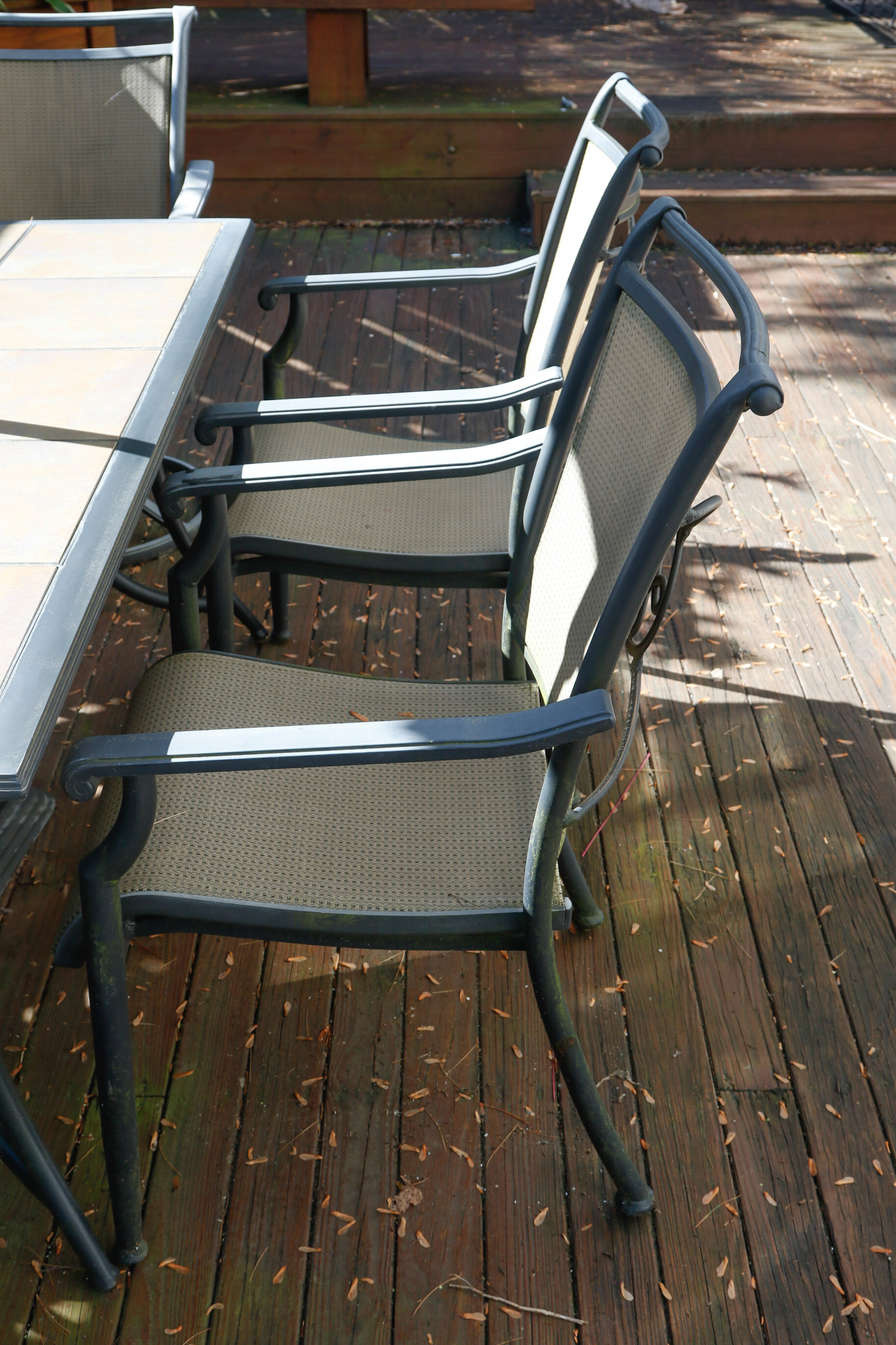 Ceramic Tile Top Patio Dining Table and Chairs with Umbrella EBTH