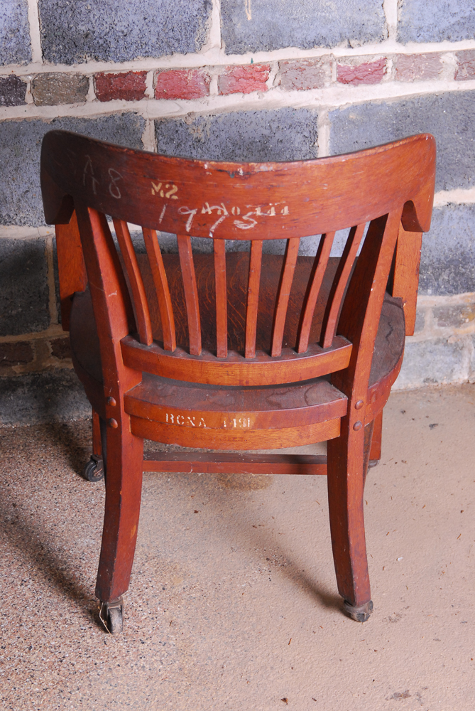Antique W. H. Gunlocke Solid Oak Library Chair EBTH