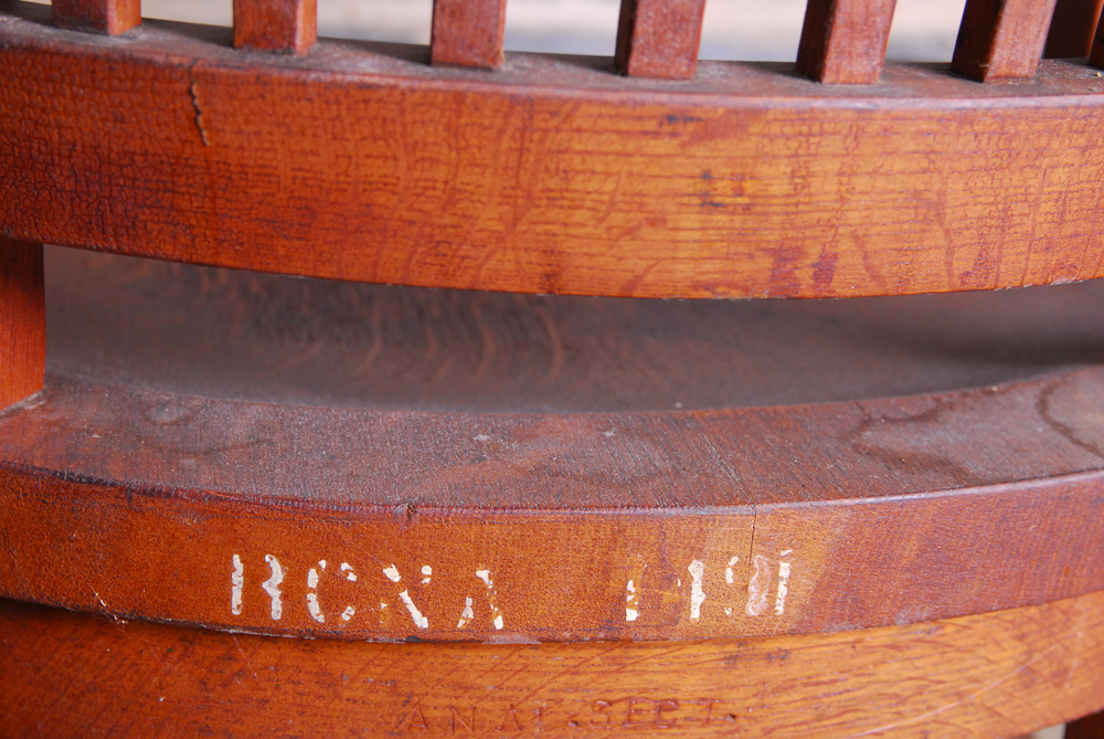 Antique W. H. Gunlocke Solid Oak Library Chair EBTH