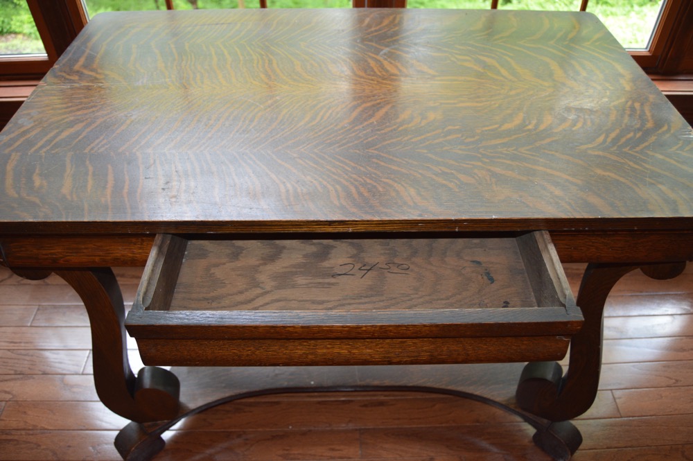 Antique Tiger Oak Library Table EBTH