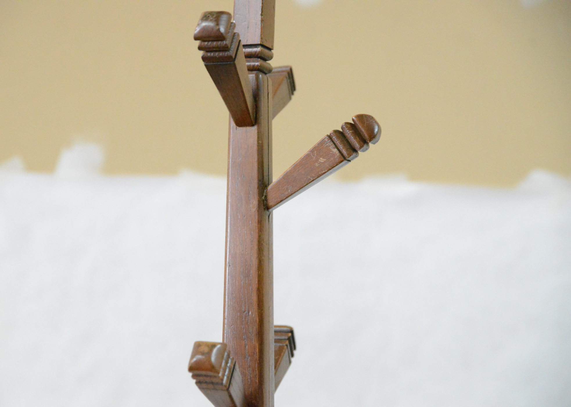 Trio of Vintage Wooden Coat Tree Project Pieces, Including an Old