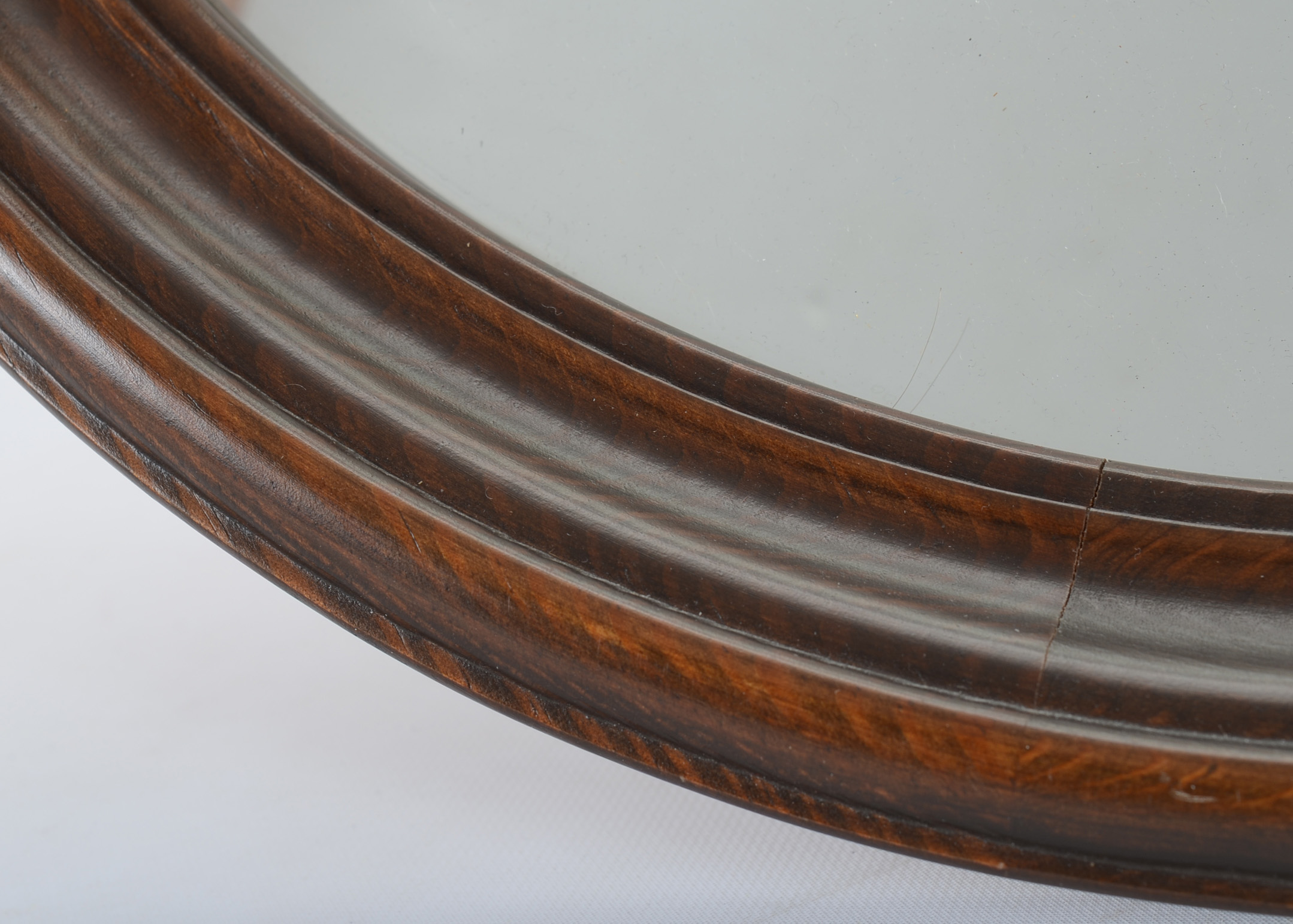 Round Wooden Framed Wall Mirror EBTH