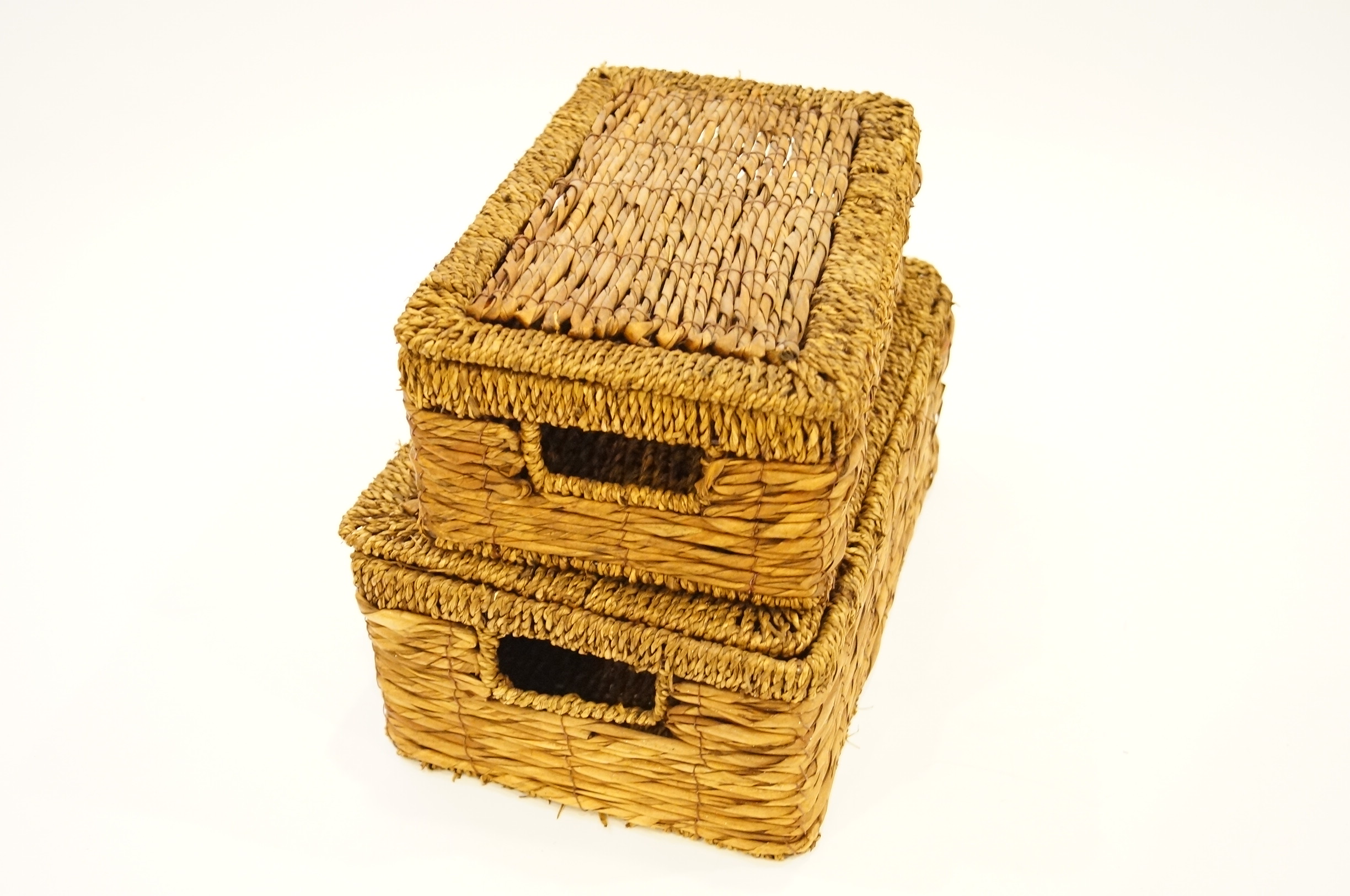 Pair of Woven Boxes With Lids EBTH