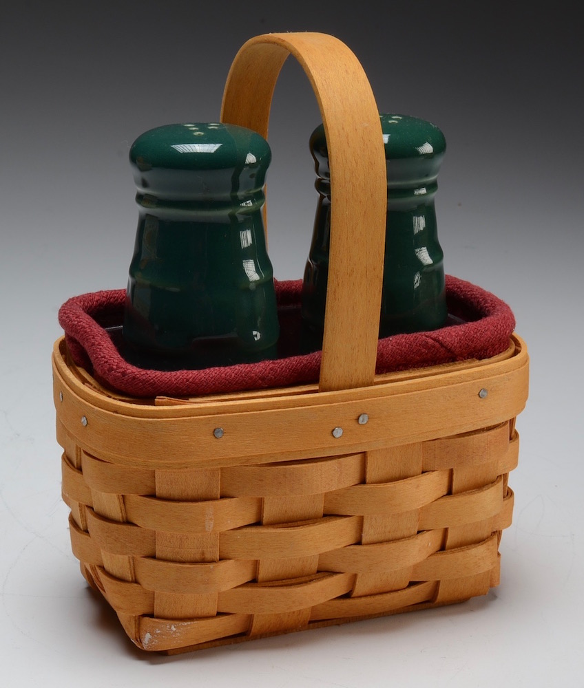 Collection of Longaberger Baskets with a Salt & Pepper Shaker Set EBTH