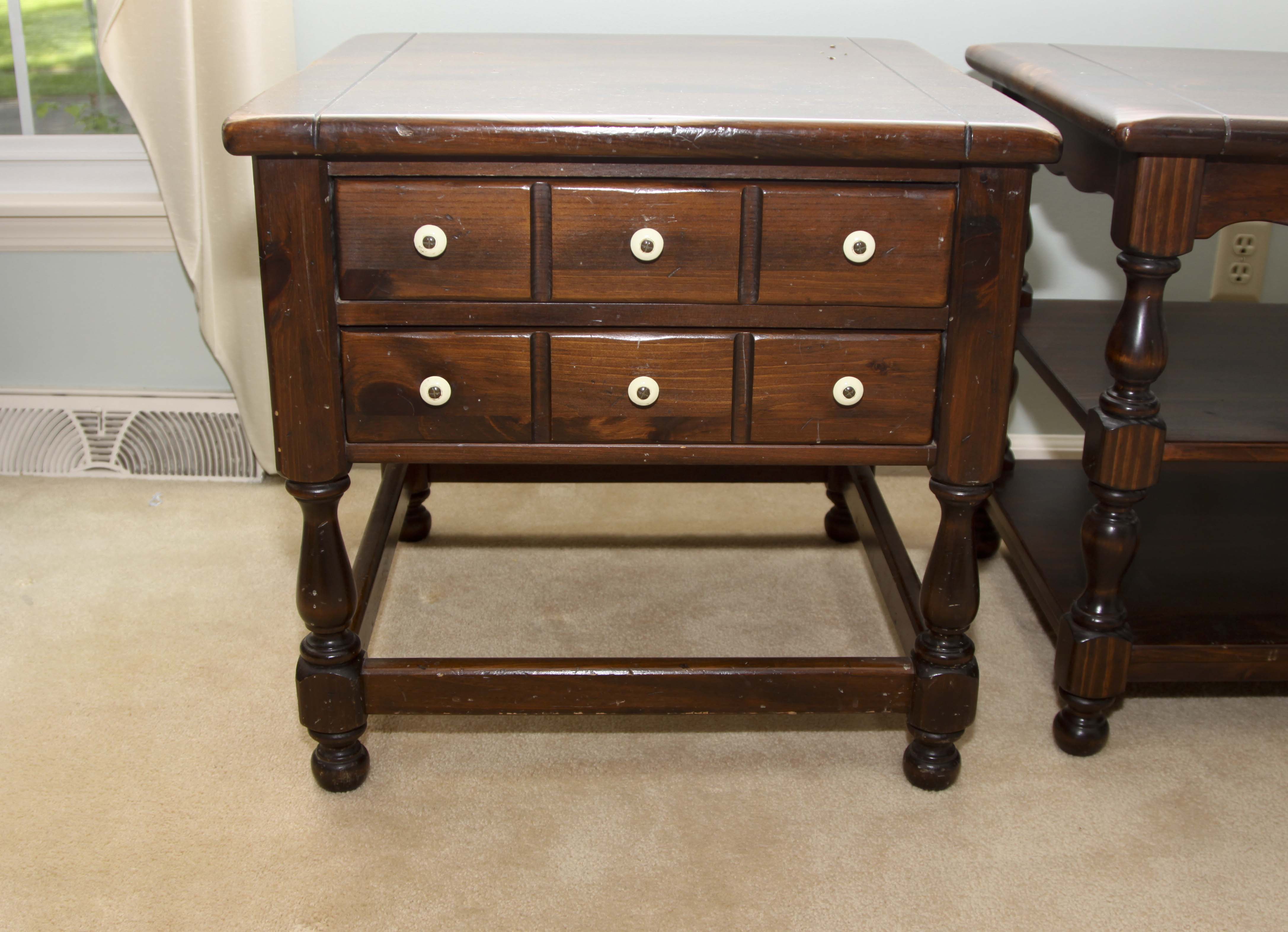 Pair of Vintage Ethan Allen End Tables 'Old Tavern Collection' EBTH