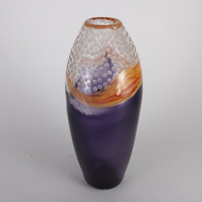 Handblown Orange and Purple Glass Vase Handblown Orange and Purple Glass Vase