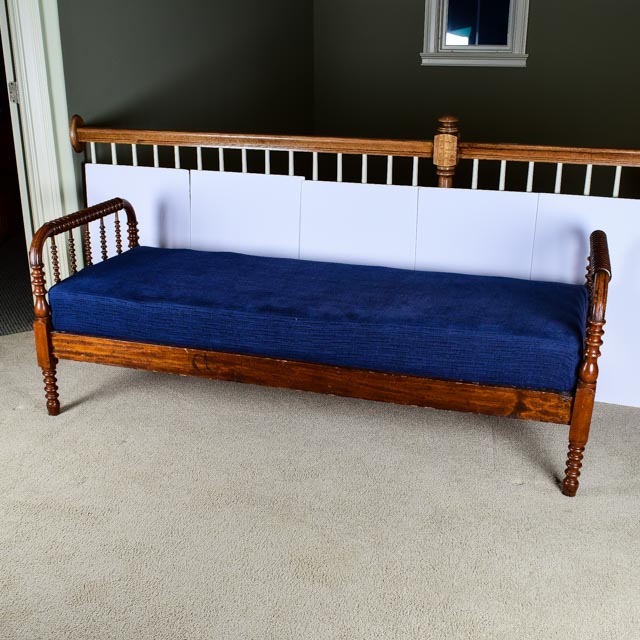 Upholstered Jenny Lind Style Walnut Bench EBTH