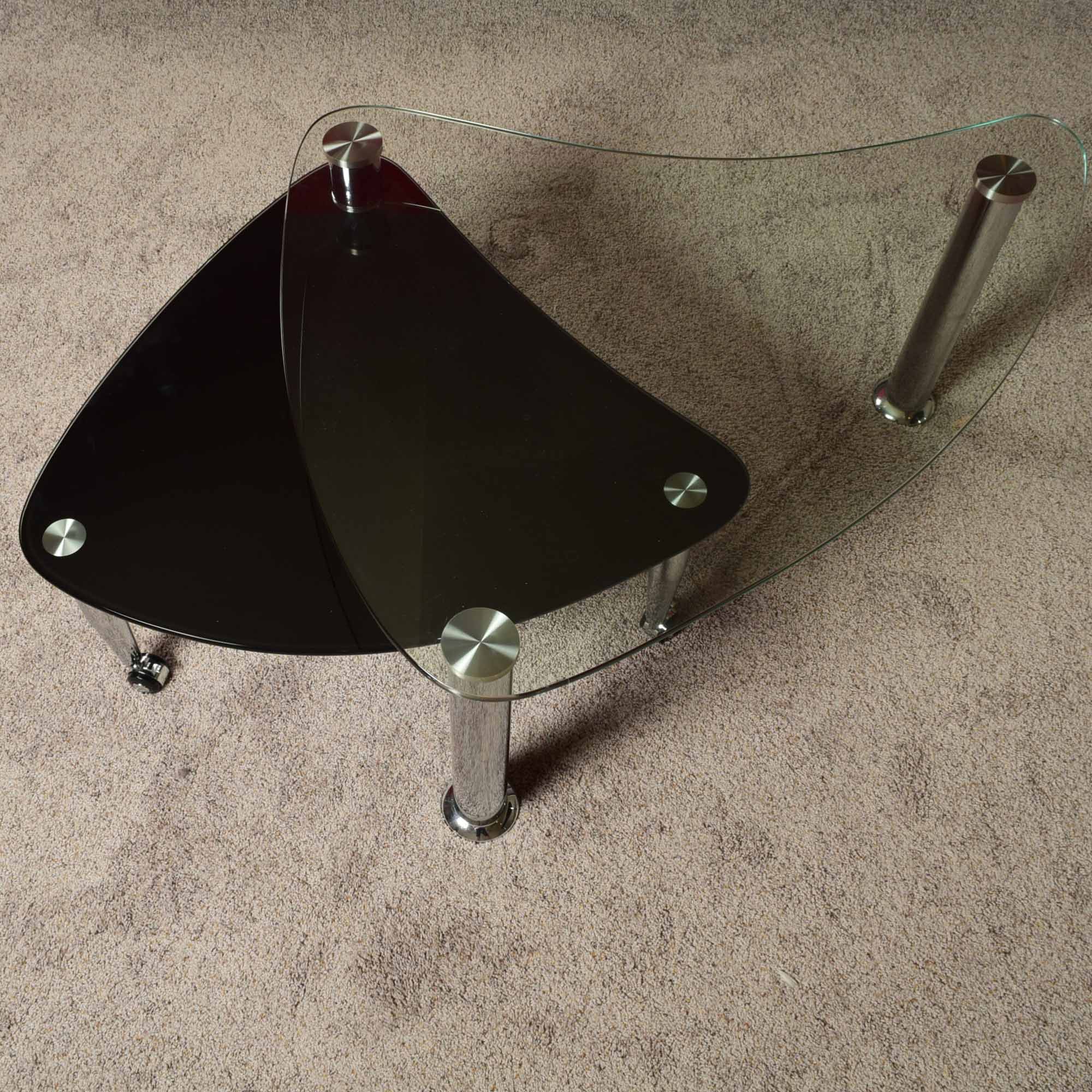 TwoTier Chrome and Glass Kidney Shaped Coffee Table EBTH