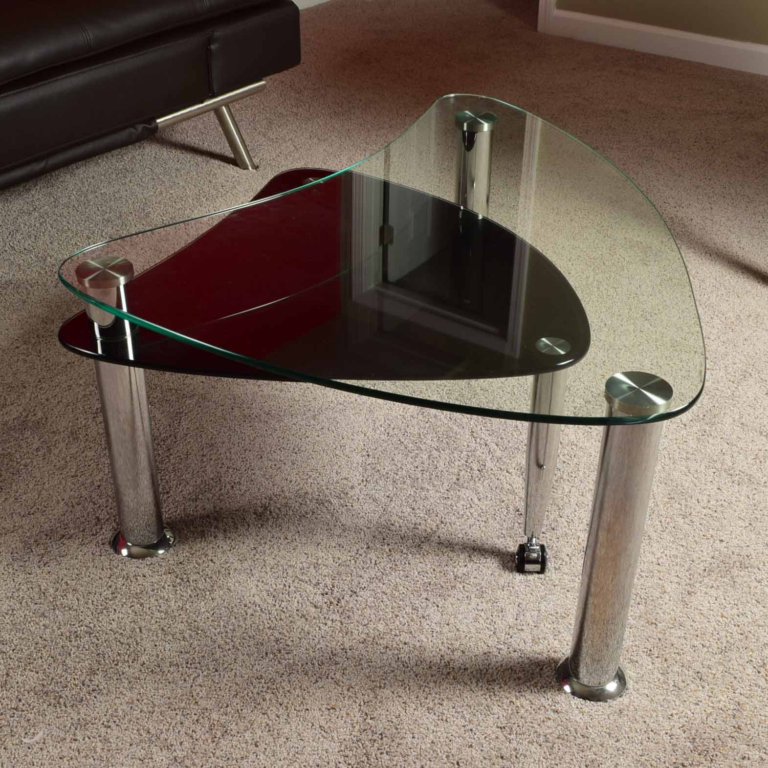 TwoTier Chrome and Glass Kidney Shaped Coffee Table EBTH