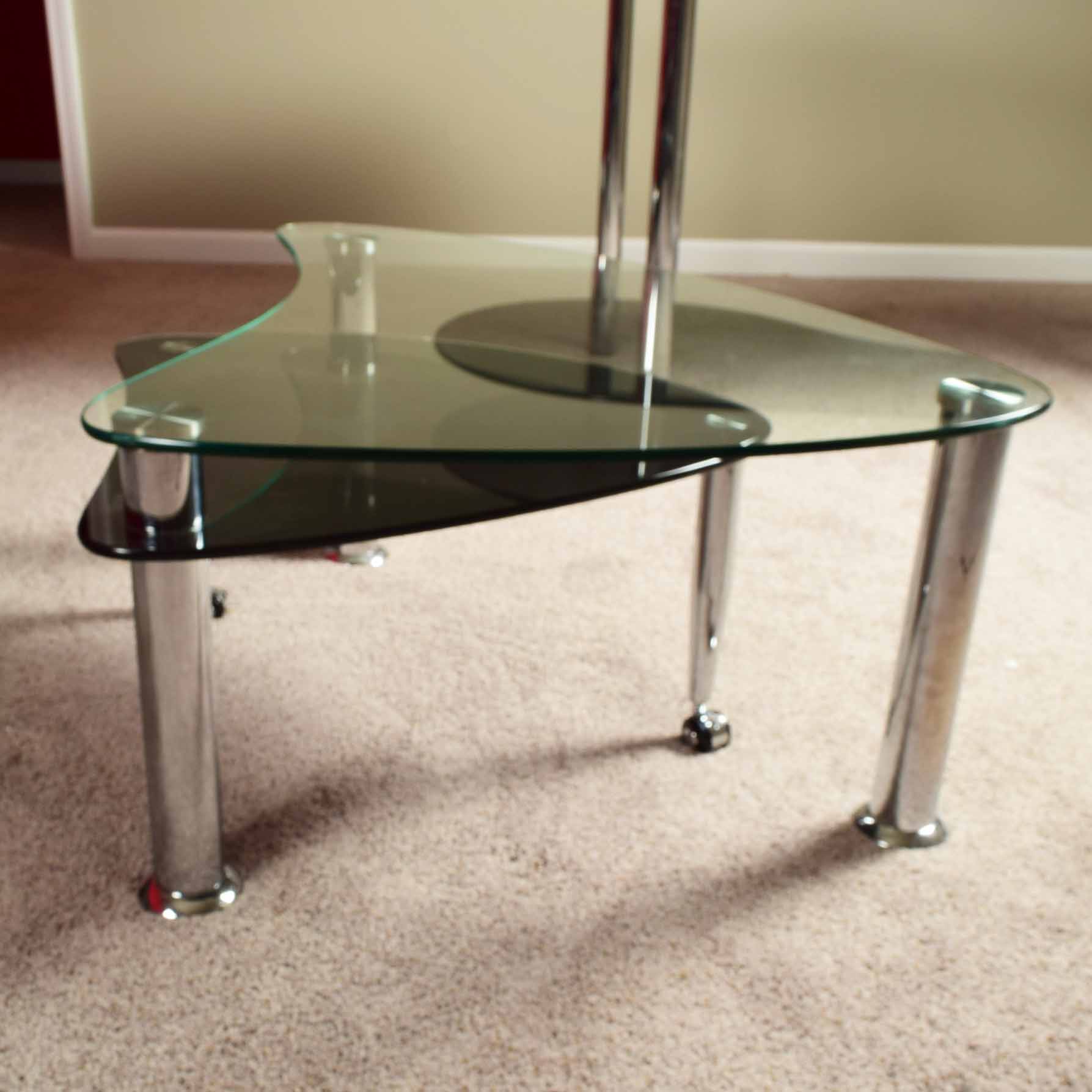 TwoTier Chrome and Glass Kidney Shaped Coffee Table EBTH