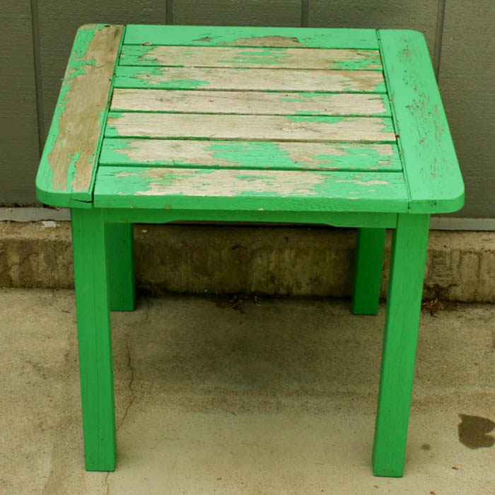 Outdoor Wooden Side Table with Green Finish EBTH