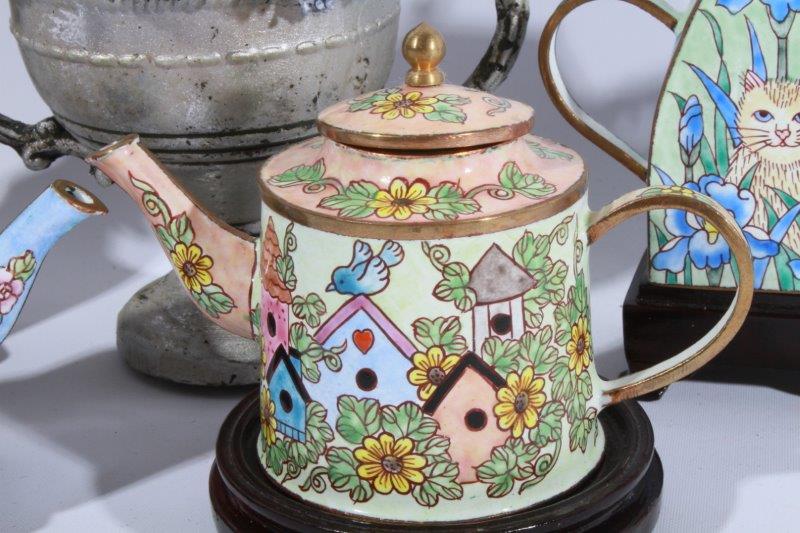 Collection of Kelvin Chen Enamel on Copper Teapots EBTH