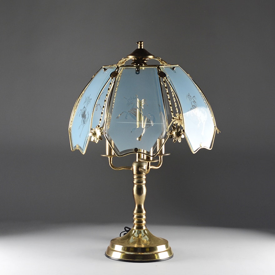 Unicorn Glass Shade Table Lamp | EBTH Unicorn Glass Shade Table Lamp | EBTH