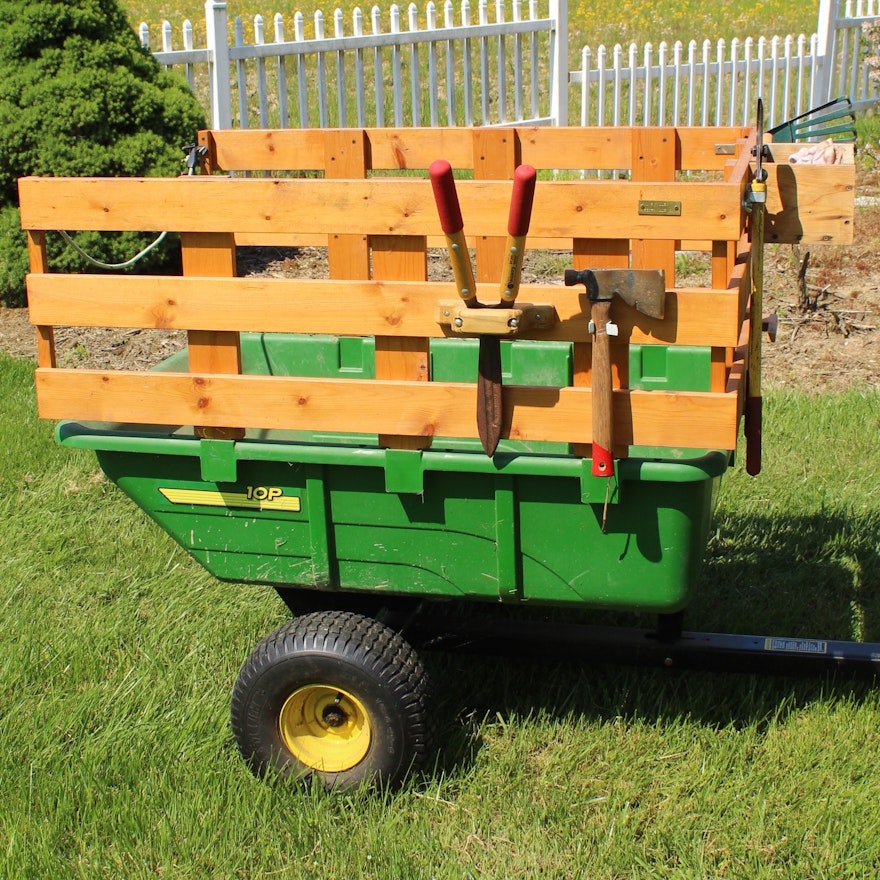 John Deere 10p Tow Behind Poly Utility Cart With Custom Stake Bed