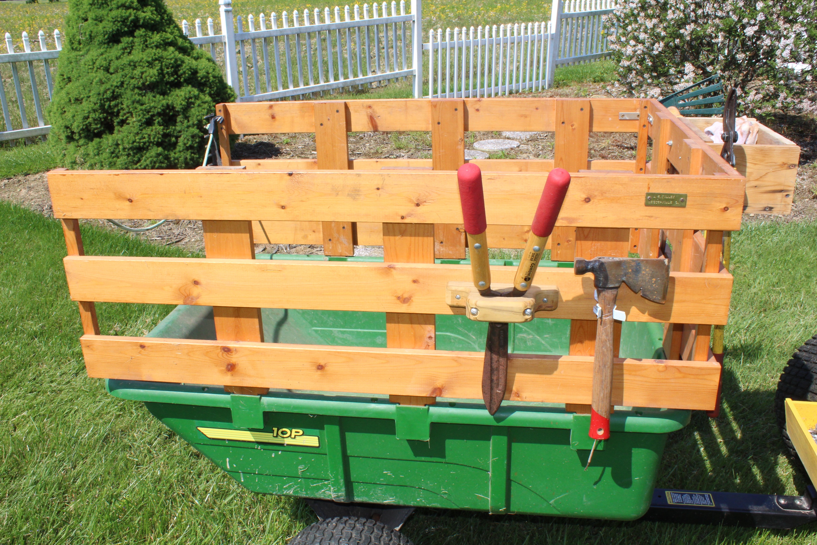 John Deere 10P TowBehind Poly Utility Cart with Custom Stake Bed and