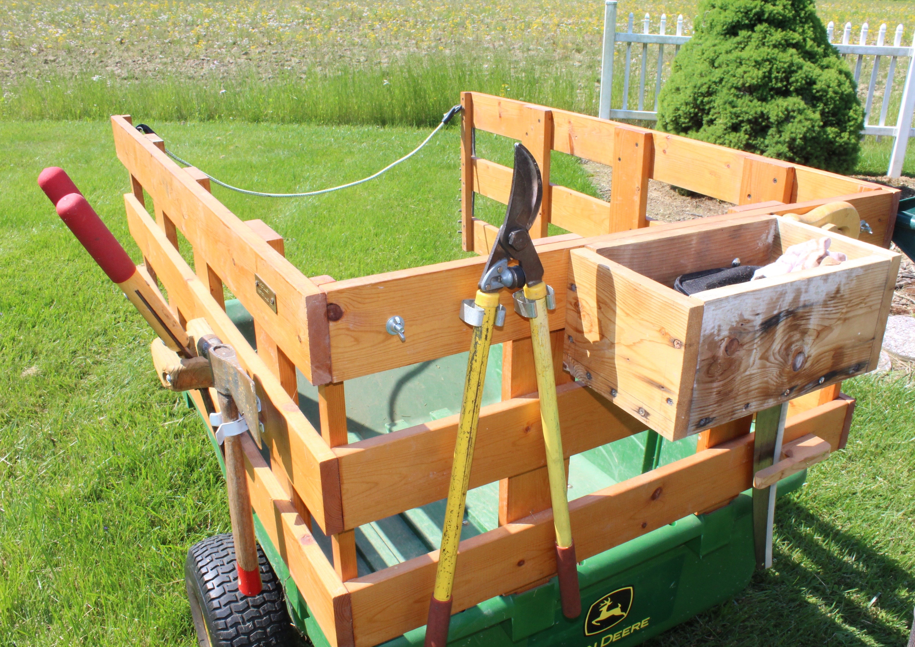 John Deere 10P TowBehind Poly Utility Cart with Custom Stake Bed and