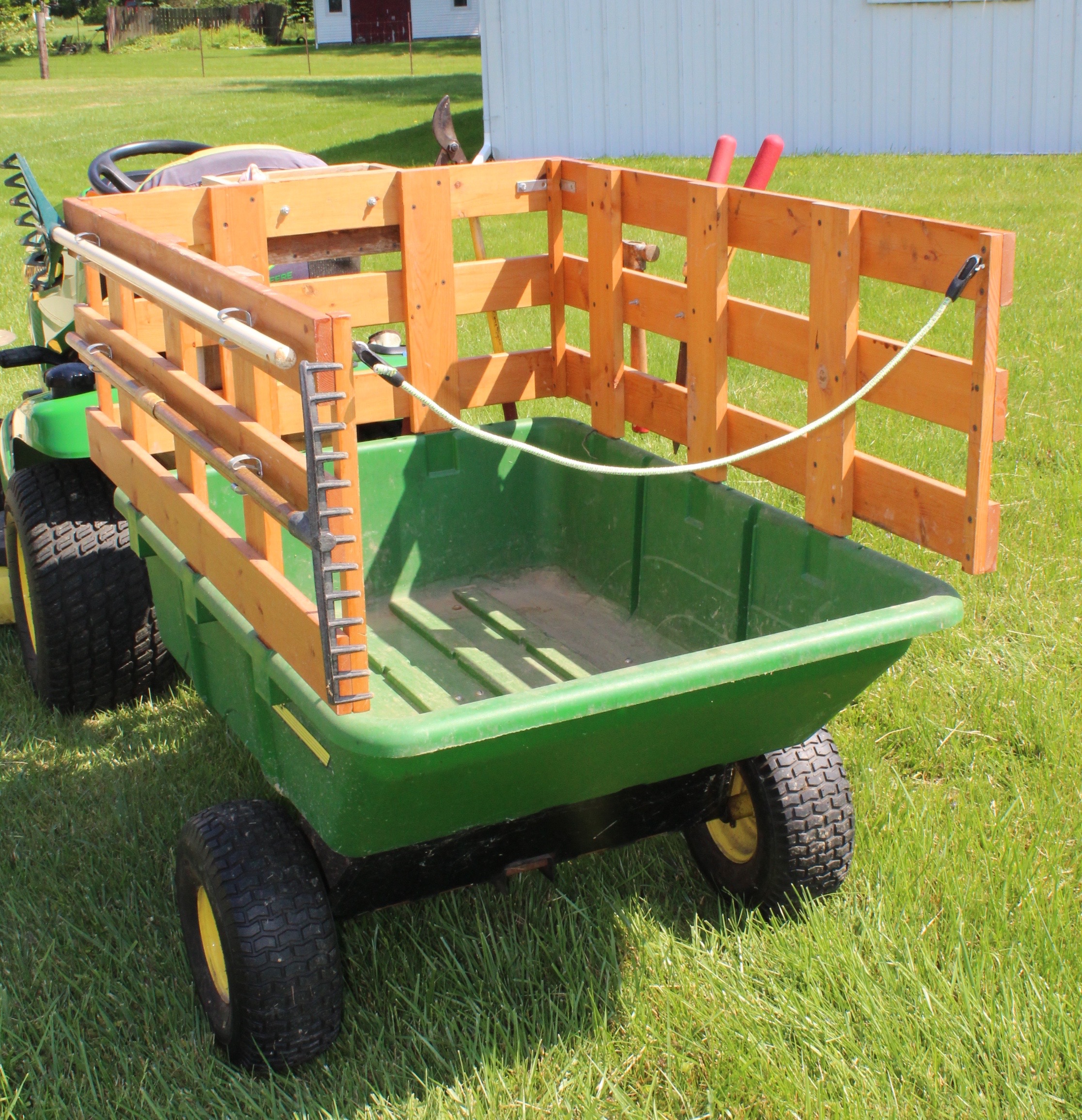 John Deere 10P TowBehind Poly Utility Cart with Custom Stake Bed and