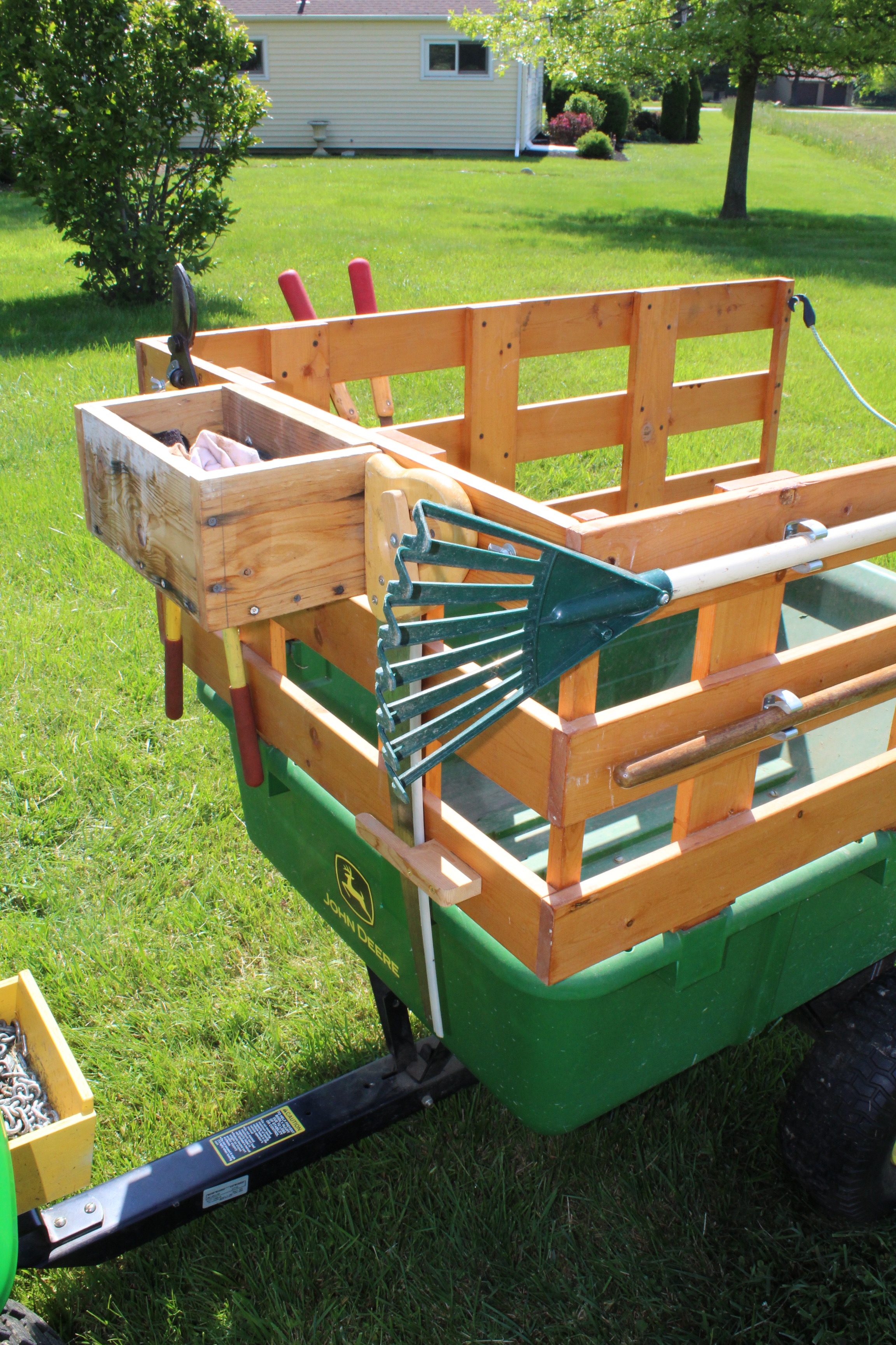 John Deere 10P TowBehind Poly Utility Cart with Custom Stake Bed and