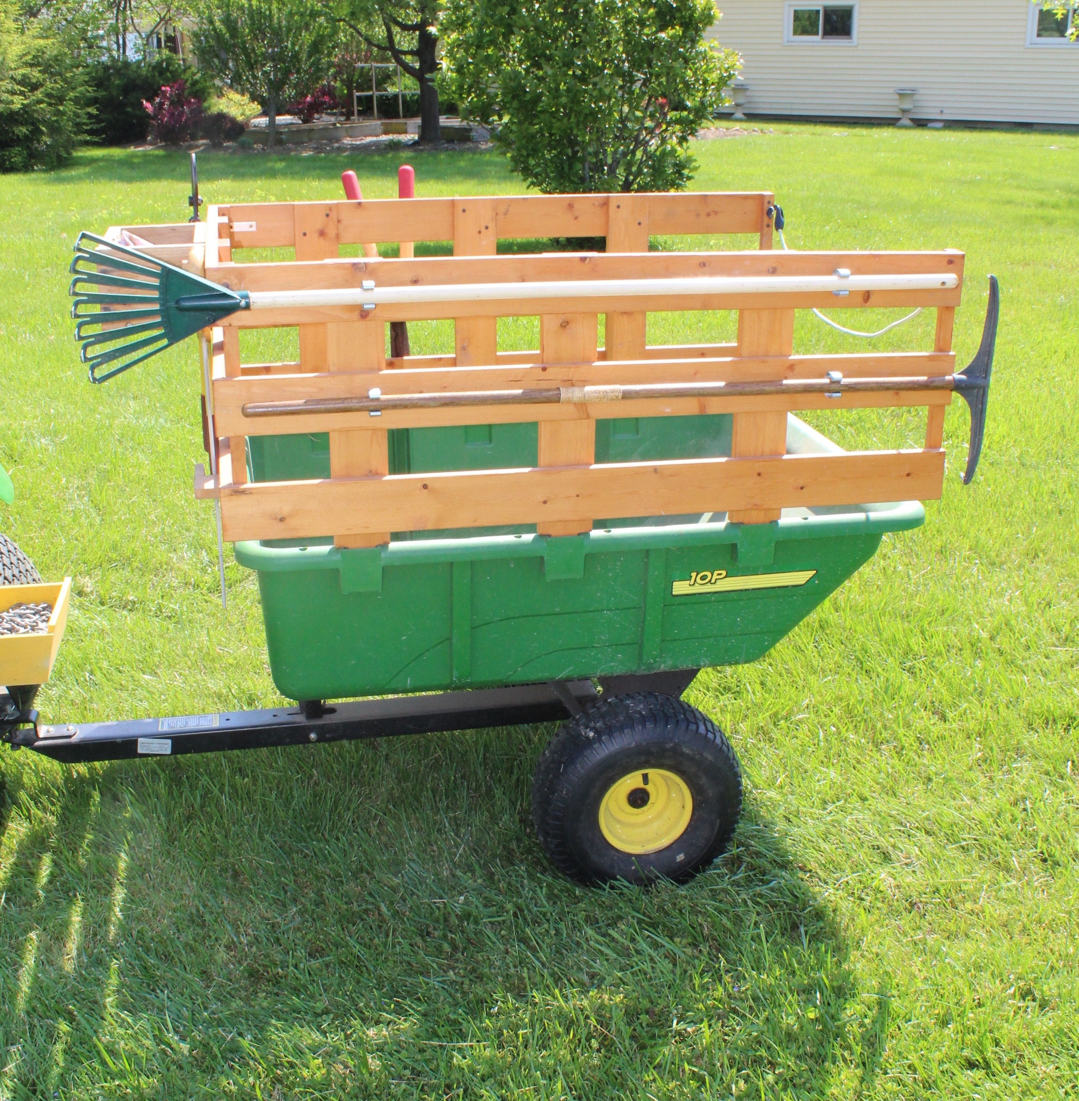 John Deere 10P TowBehind Poly Utility Cart with Custom Stake Bed and