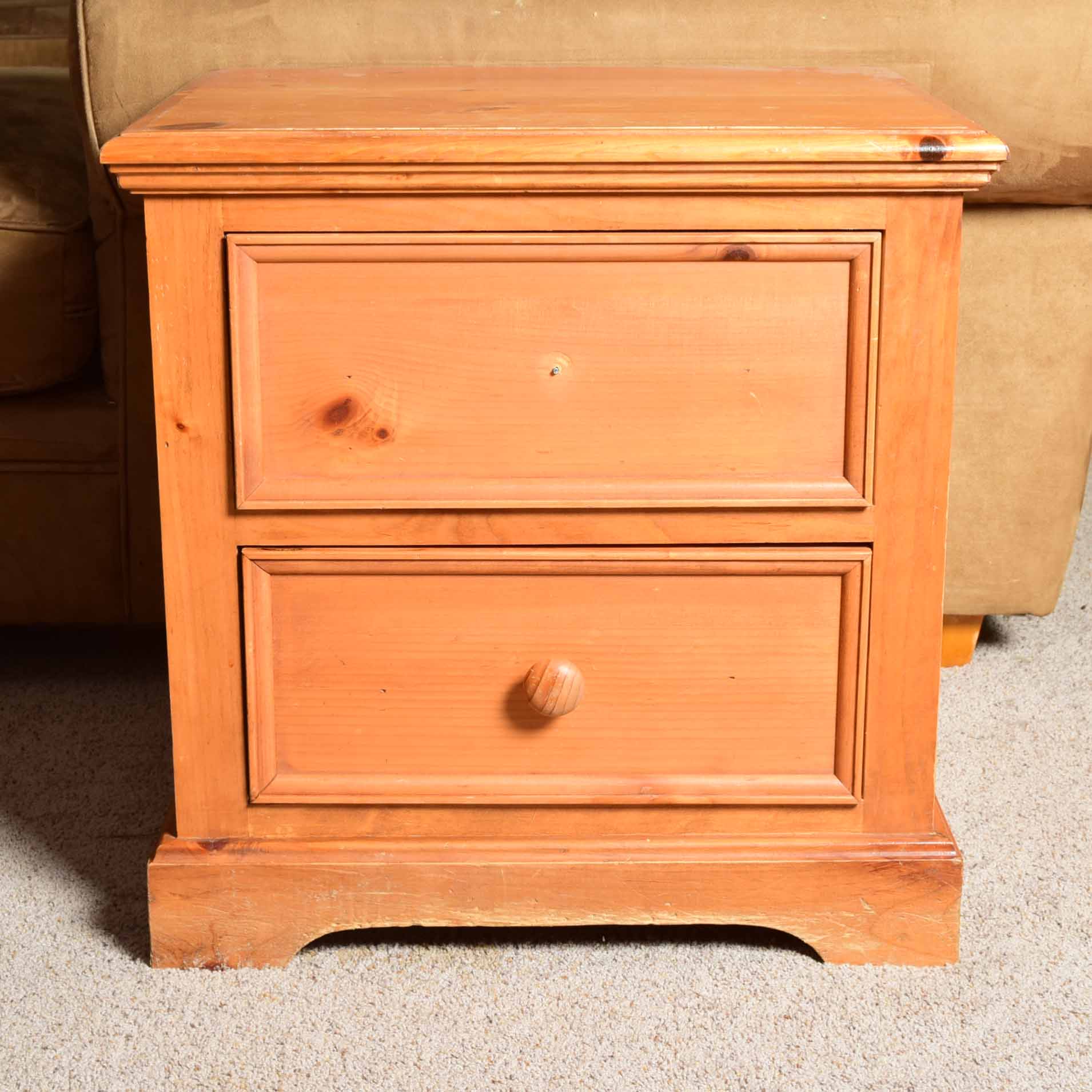 Pine Two Drawer Side Table EBTH