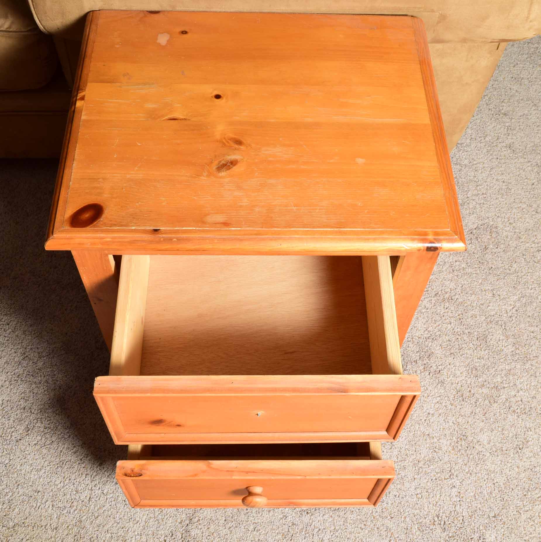Pine Two Drawer Side Table EBTH