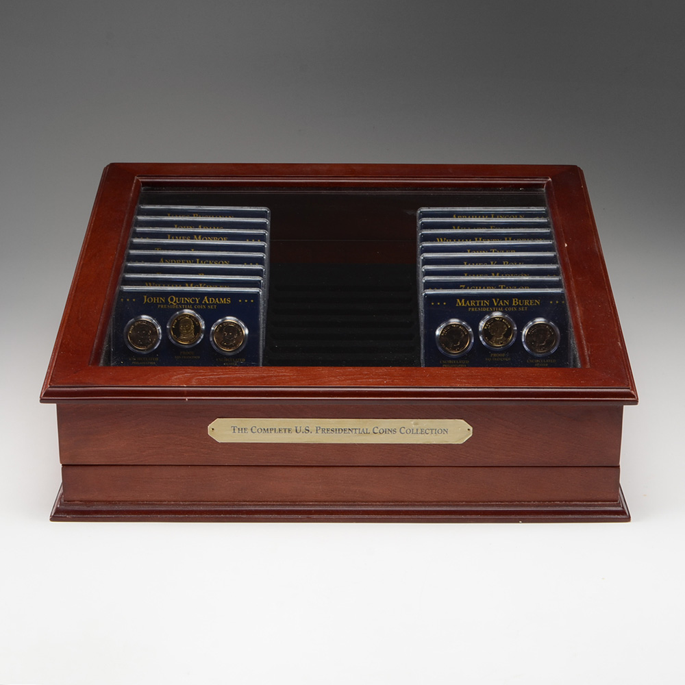 Presidential Dollar Coin Set in Wooden Display Case EBTH