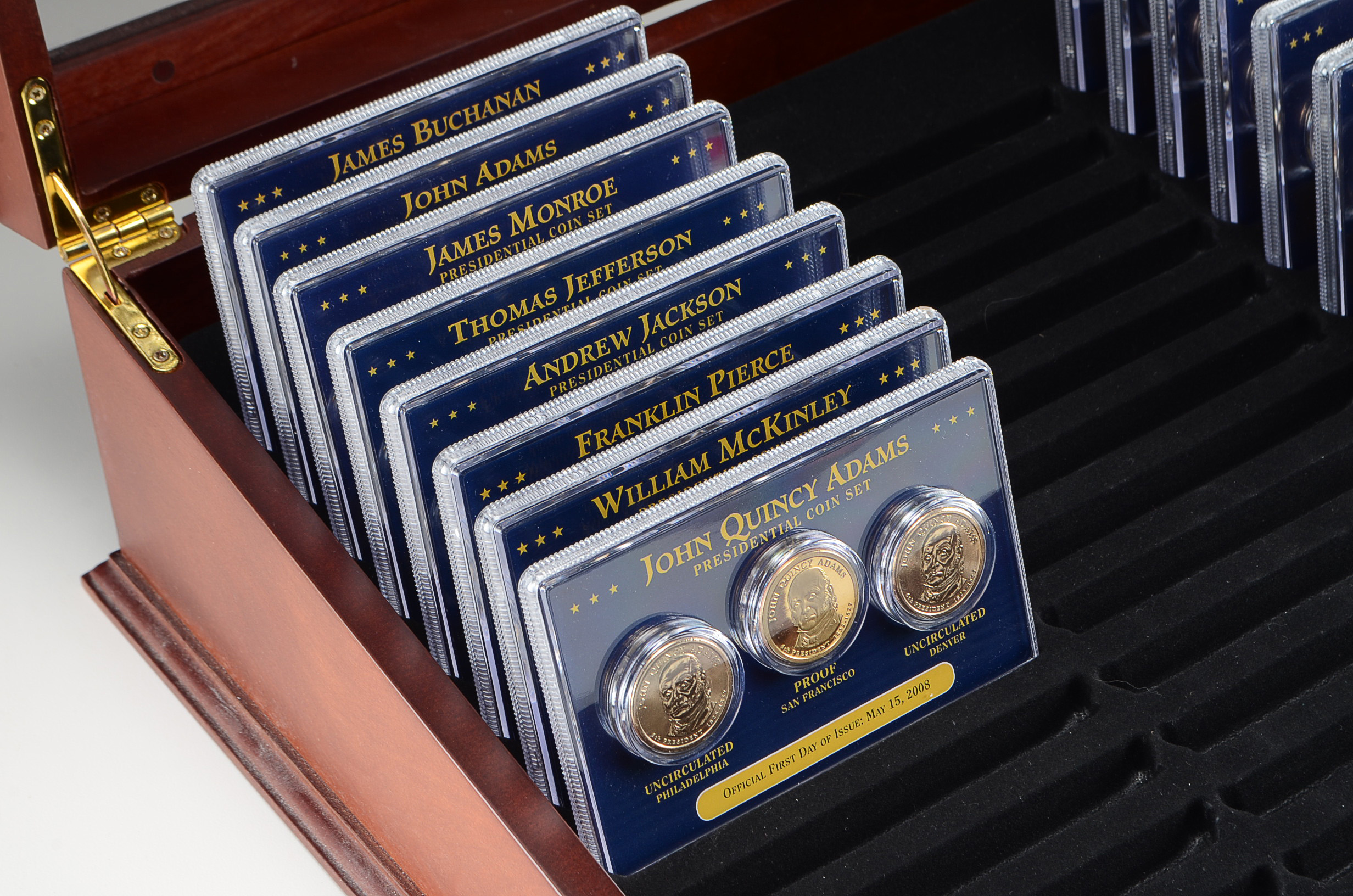 Presidential Dollar Coin Set in Wooden Display Case EBTH