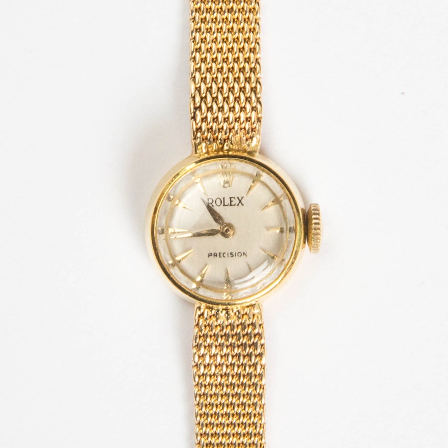 Vintage 18K Yellow Gold Women's Rolex Watch with 14K Gold Band circa ...