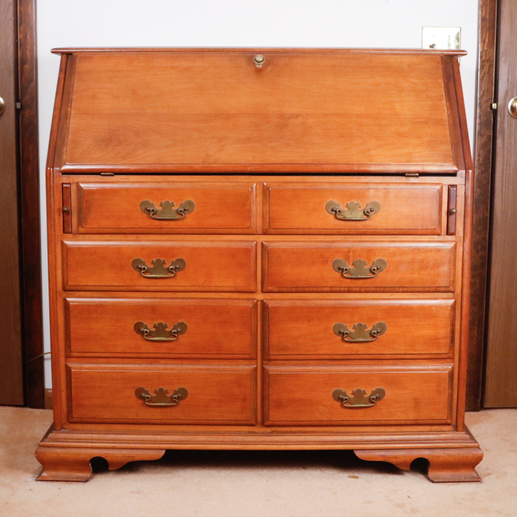 Vintage Conant Ball Chippendale Maple Slant Front Desk Ebth