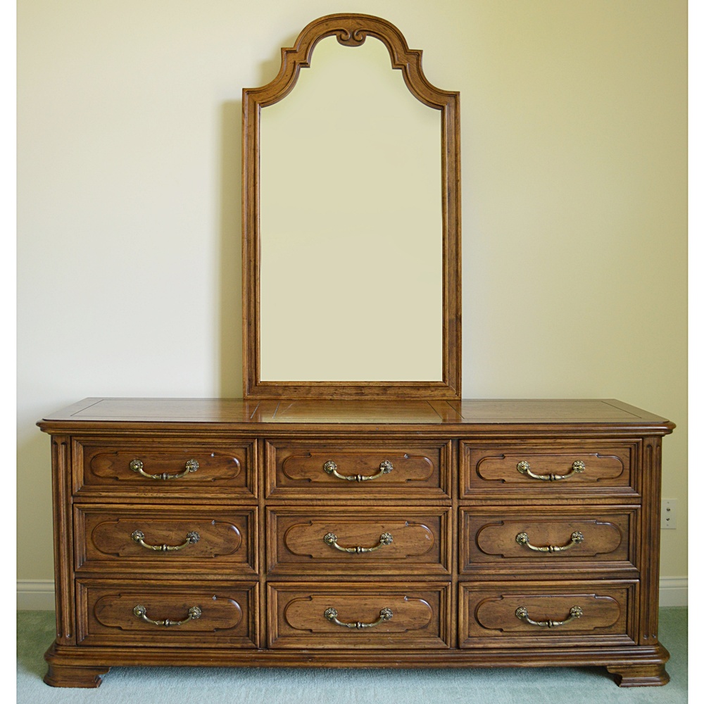 French Provincial Style Henredon Dresser With Mirror Ebth