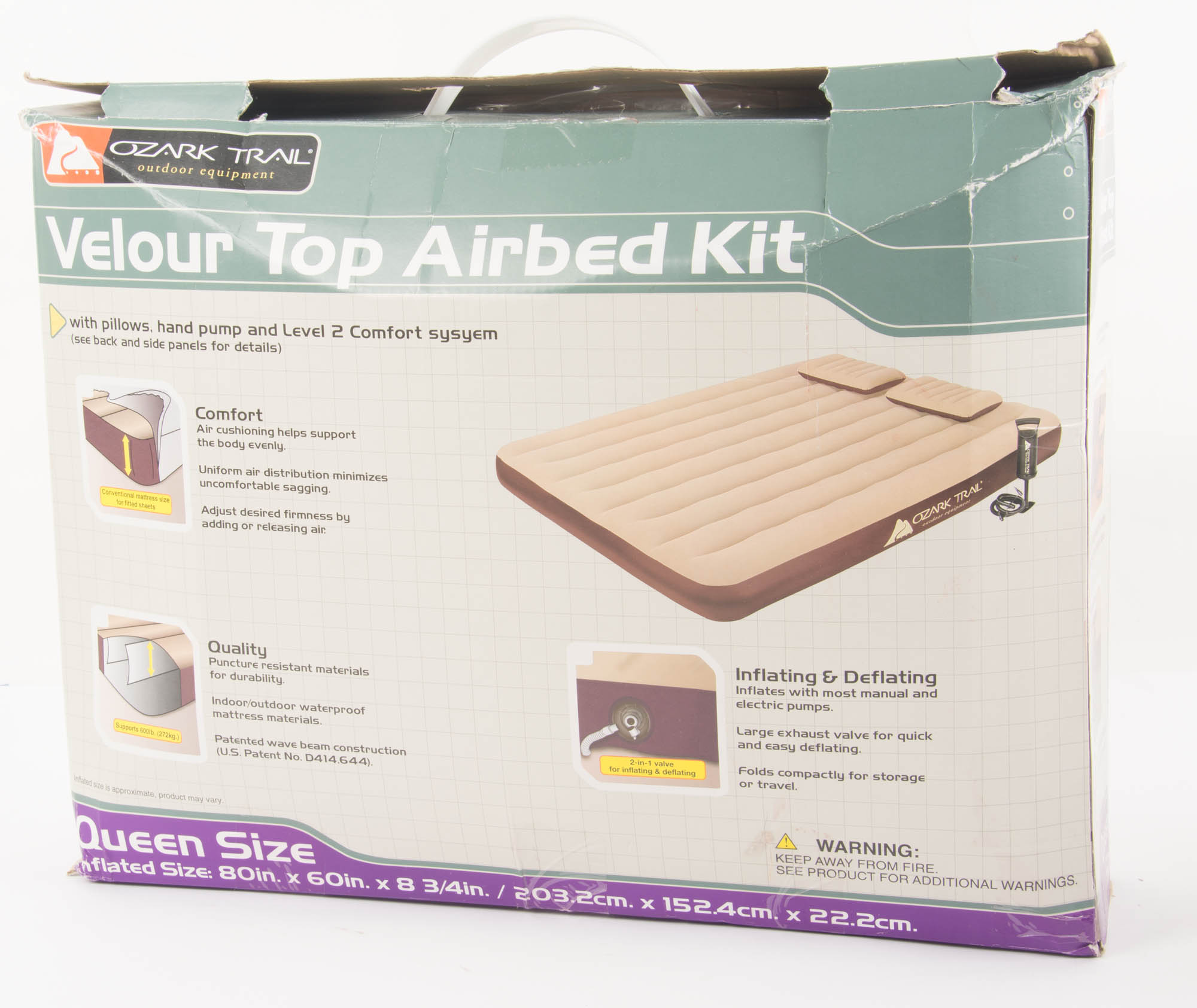 Ozark Trail Queen Size Velour Top Airbed and Pump EBTH