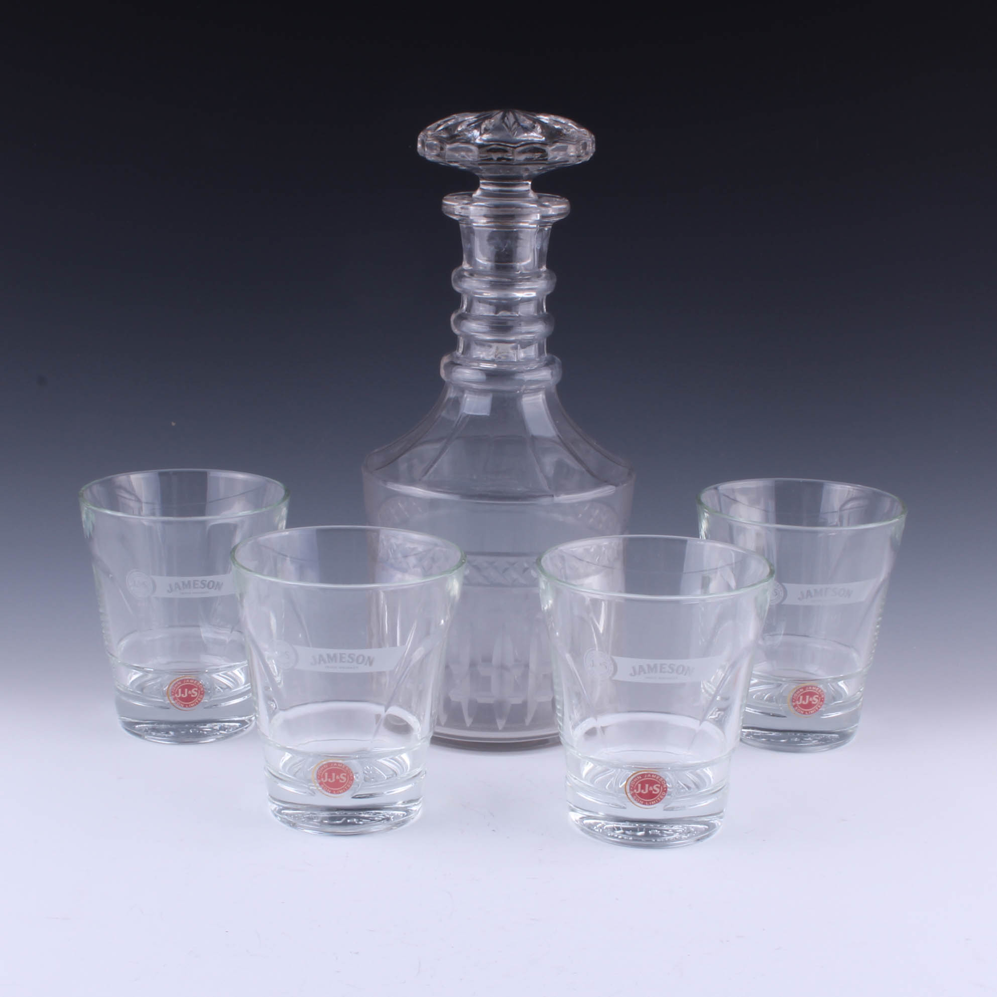 Set of Four Jameson Advertisement Glasses and Decanter EBTH