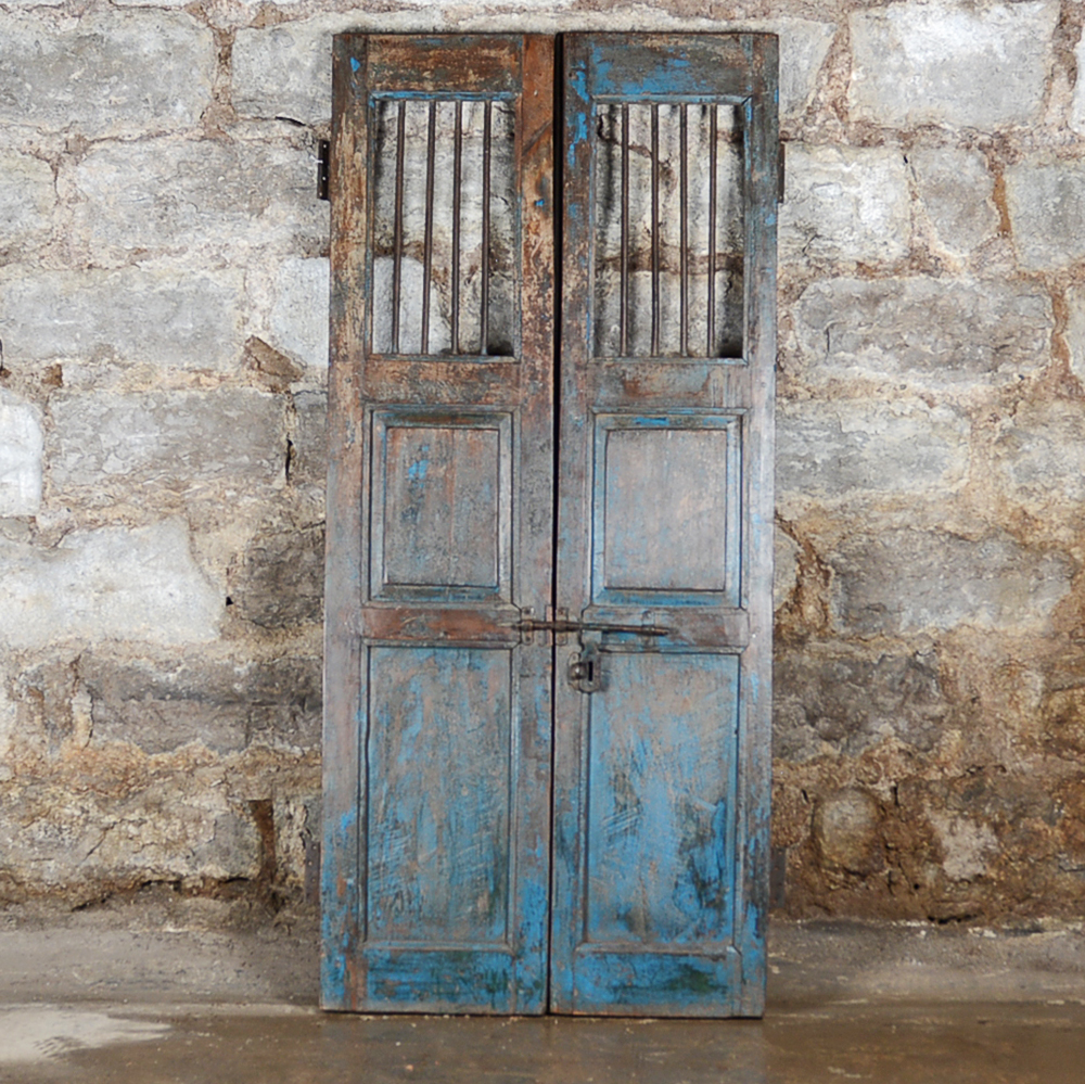 Antique Indian Blue Security Doors Ebth