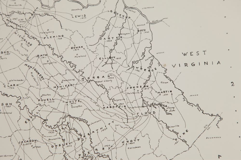 Map Of The Formation Of Kentucky Counties  EBTH