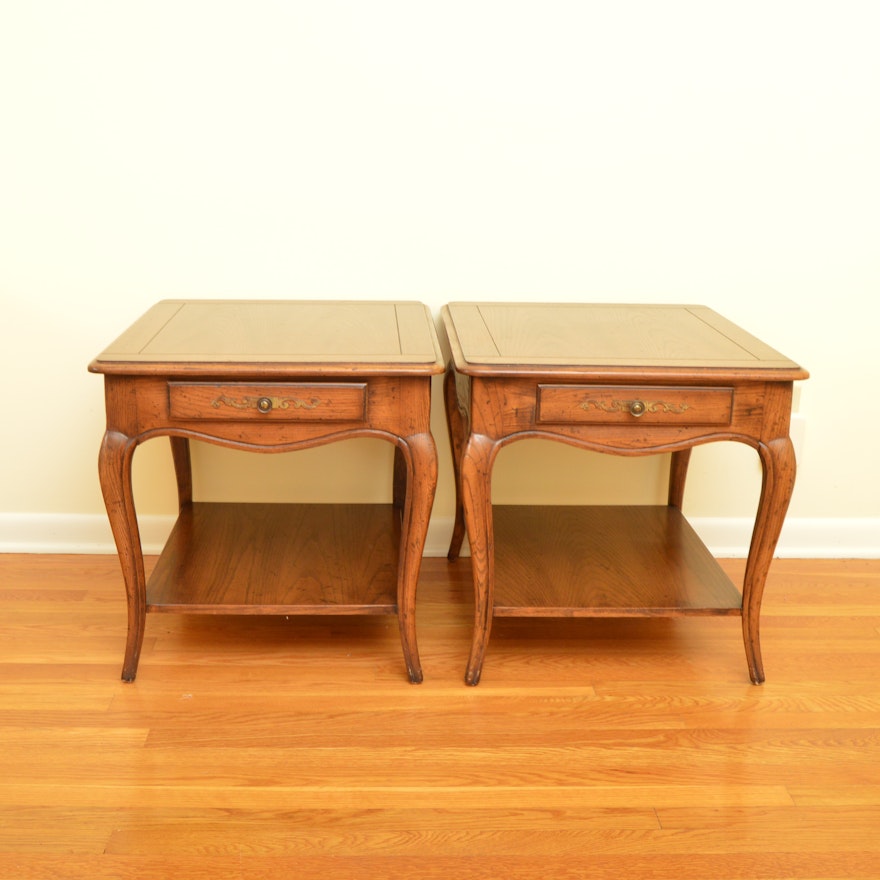 Henredon Fine Furniture Speckled Walnut End Tables Ebth