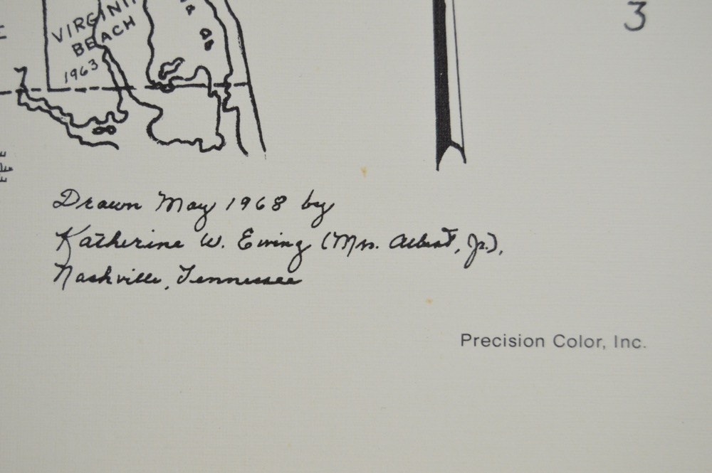 Vintage Virginia Map by Katherine Ewing EBTH