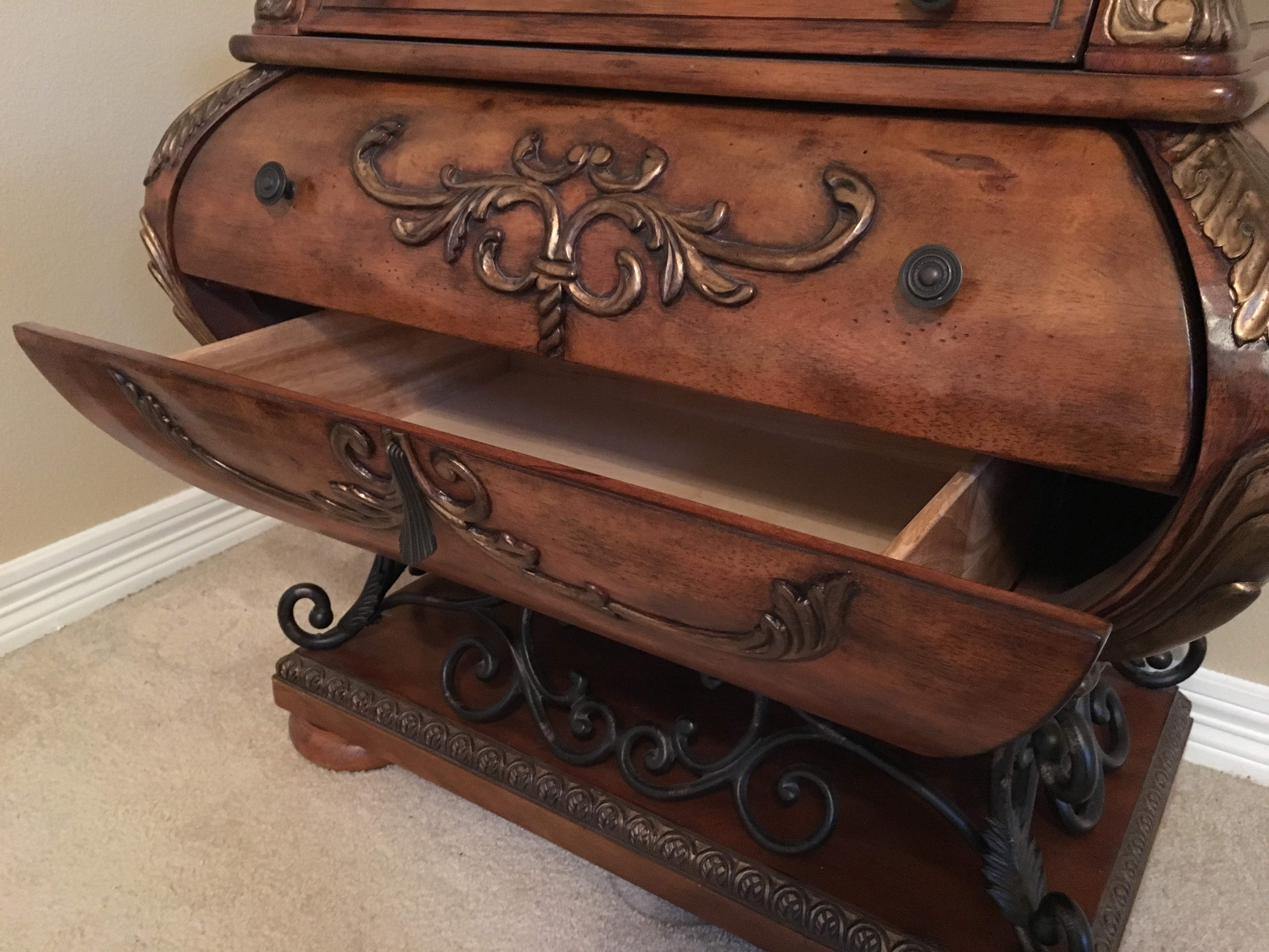 Ornate Bombe Chest with Wrought Iron Accents EBTH