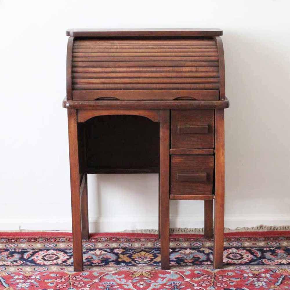 Vintage Children S Wooden Roll Top Desk Ebth