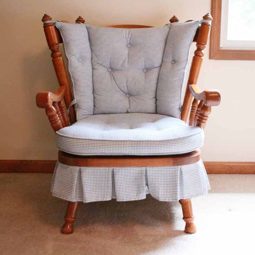 Tell City Andover Maple Wing Back Spring Rocking Chair Ebth