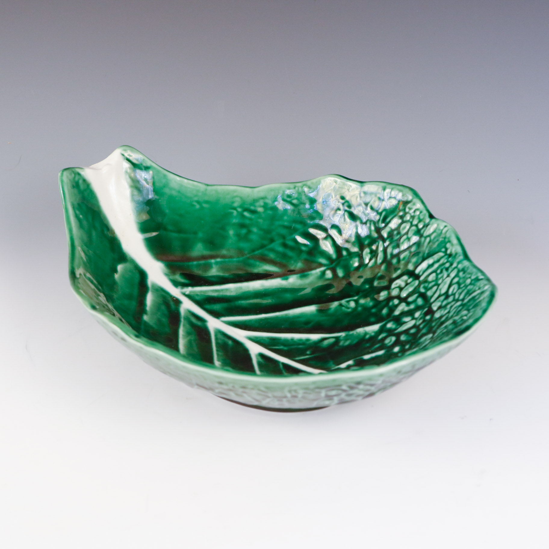 Secla, Portugal Majolica Cabbage Leaf Bowl EBTH