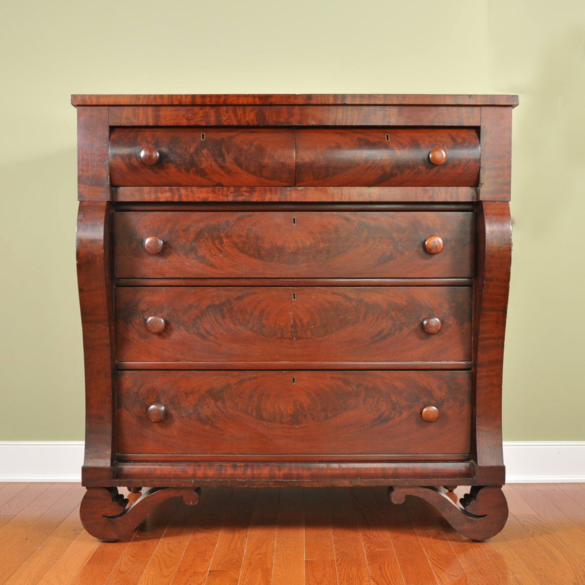 Antique American Empire Flame Mahogany Chest of Drawers EBTH