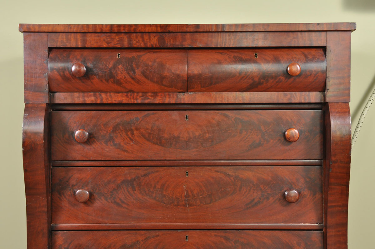 Antique American Empire Flame Mahogany Chest of Drawers EBTH