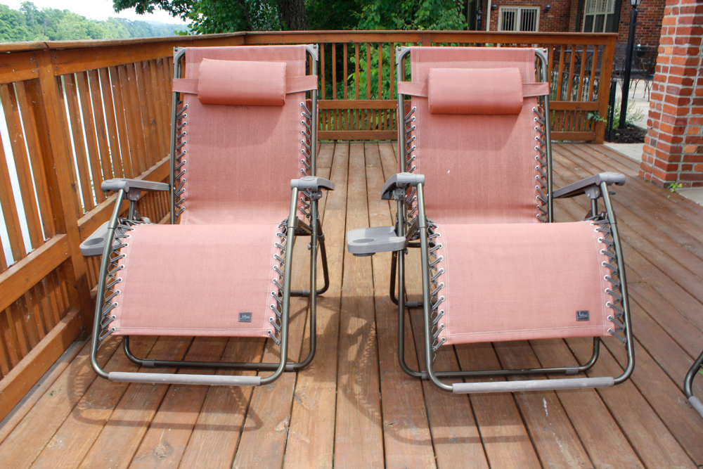 Set of Outdoor Reclining Chairs and Accent Tables EBTH