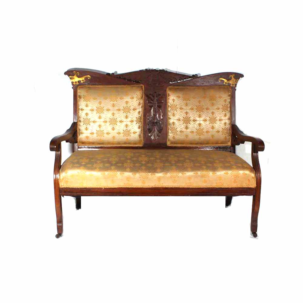 Victorian Style Upholstered Walnut Settee EBTH
